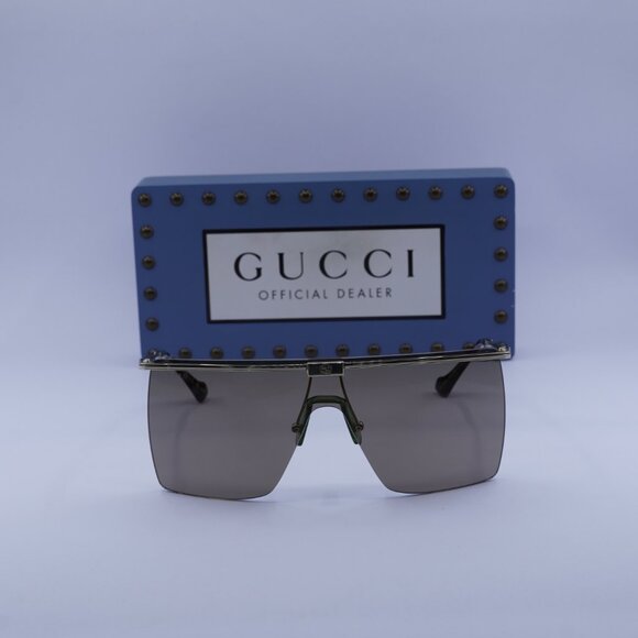 Gucci GG1096S 002 Shield Sunglasses - Gold/Brown - Picture 4 of 10